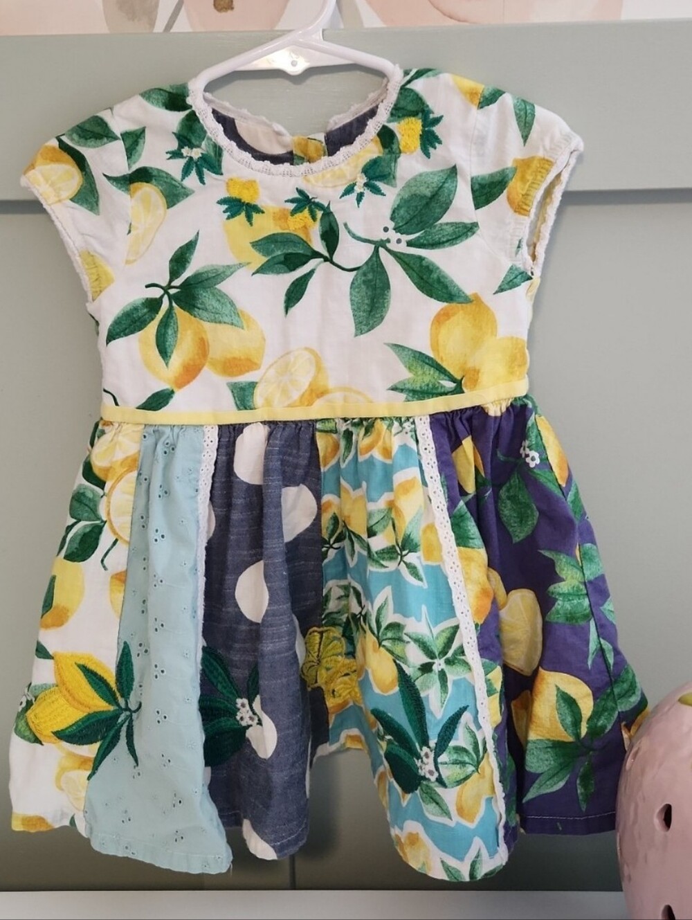 Next 9-12 months lemon vintage smocked style citrus dress Cottagecore